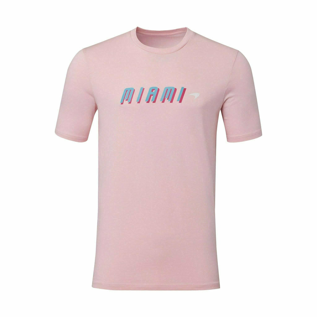 McLaren F1 Women's Miami Neon Graphic T-Shirt-White/Vice Blue/Beetroot Purple/Crystal Rose T-shirts Thistle