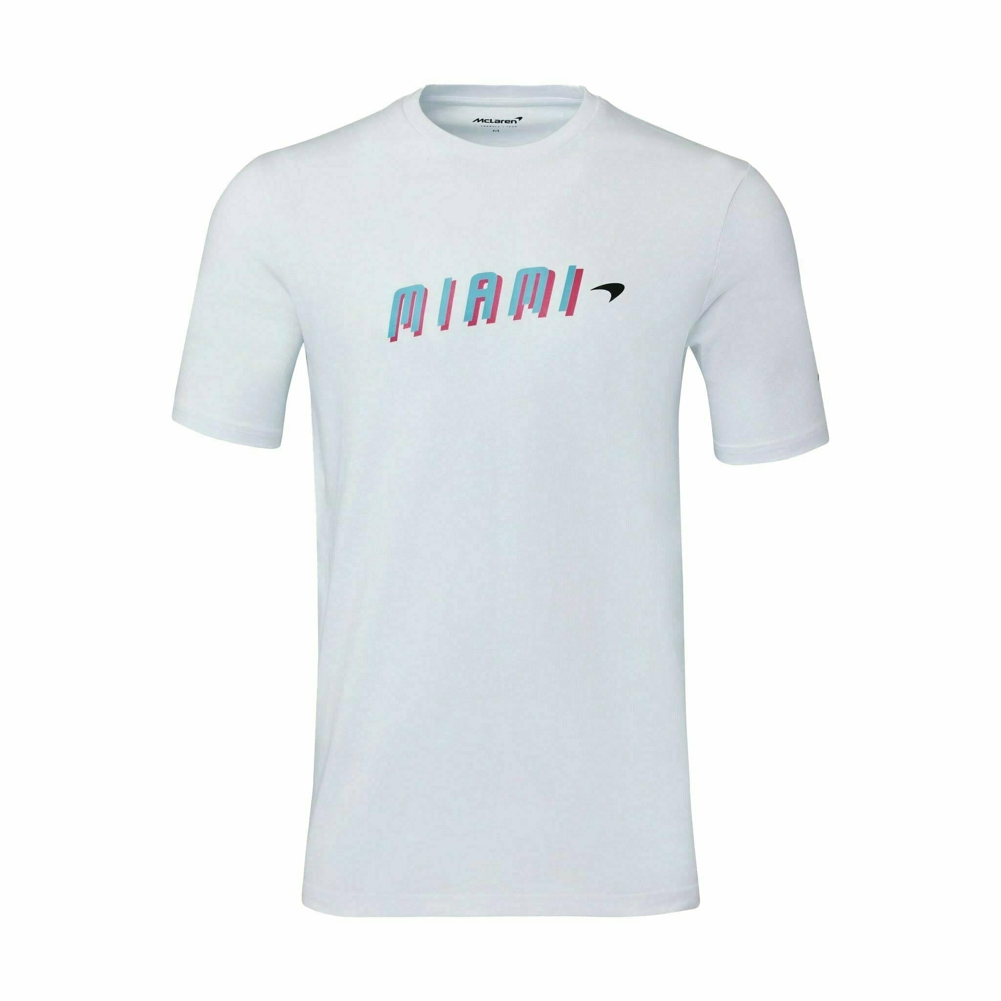 McLaren F1 Women's Miami Neon Graphic T-Shirt-White/Vice Blue/Beetroot Purple/Crystal Rose T-shirts Light Gray