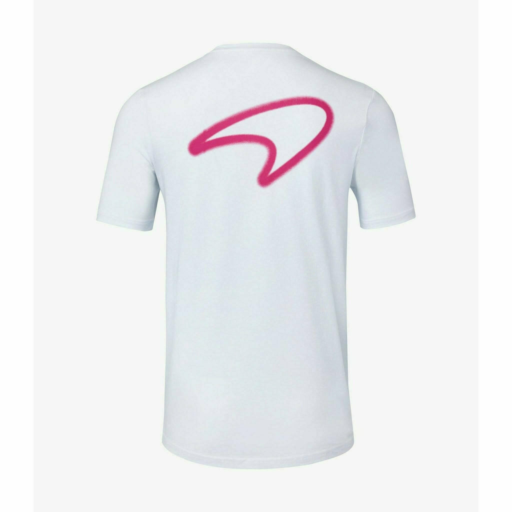 McLaren F1 Women's Miami Neon Graphic T-Shirt-White/Vice Blue/Beetroot Purple/Crystal Rose T-shirts Lavender