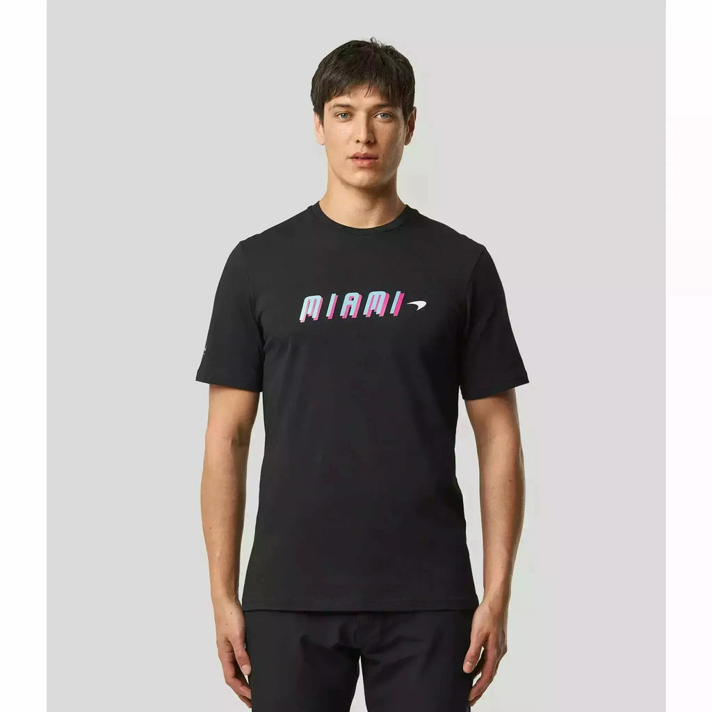 McLaren F1 Men's Miami Neon Graphic T-Shirt-Black/White/Vice Blue/Beetroot Purple/Crystal Rose/Aqua Sky T-shirts Dark Slate Gray