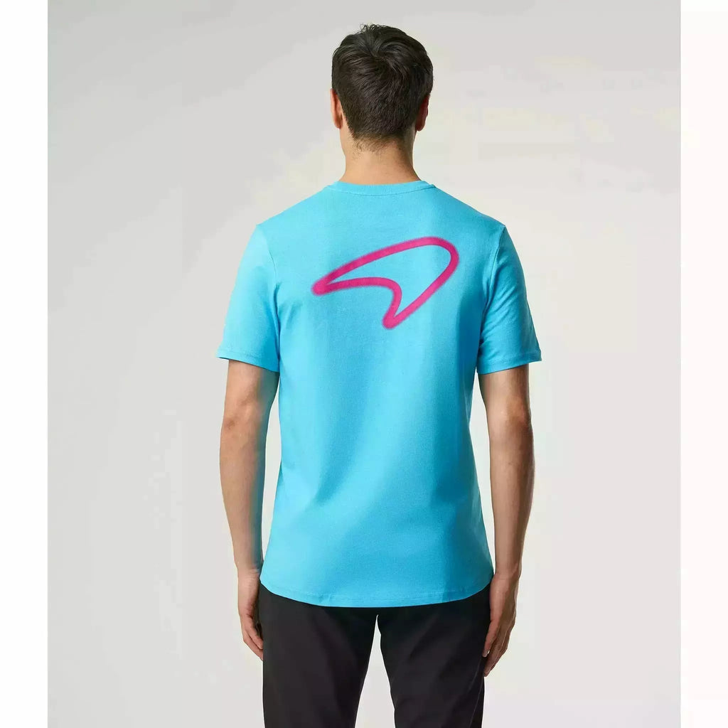 McLaren F1 Men's Miami Neon Graphic T-Shirt-Black/White/Vice Blue/Beetroot Purple/Crystal Rose/Aqua Sky T-shirts Light Gray