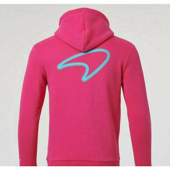 McLaren F1 Women's Miami Neon Graphic Hoodie -Black/Vice Blue/Beetroot Purple Hoodies Maroon