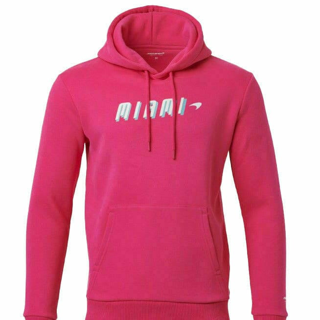 McLaren F1 Women's Miami Neon Graphic Hoodie -Black/Vice Blue/Beetroot Purple Hoodies Maroon