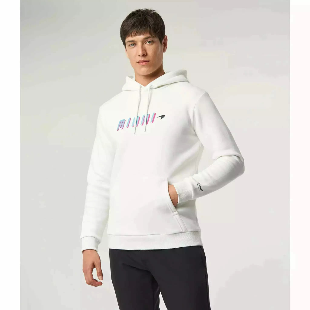 McLaren F1 Men's Miami Neon Graphic Hoodie -Black/White/Vice Blue/Beetroot Purple Hoodies Light Gray