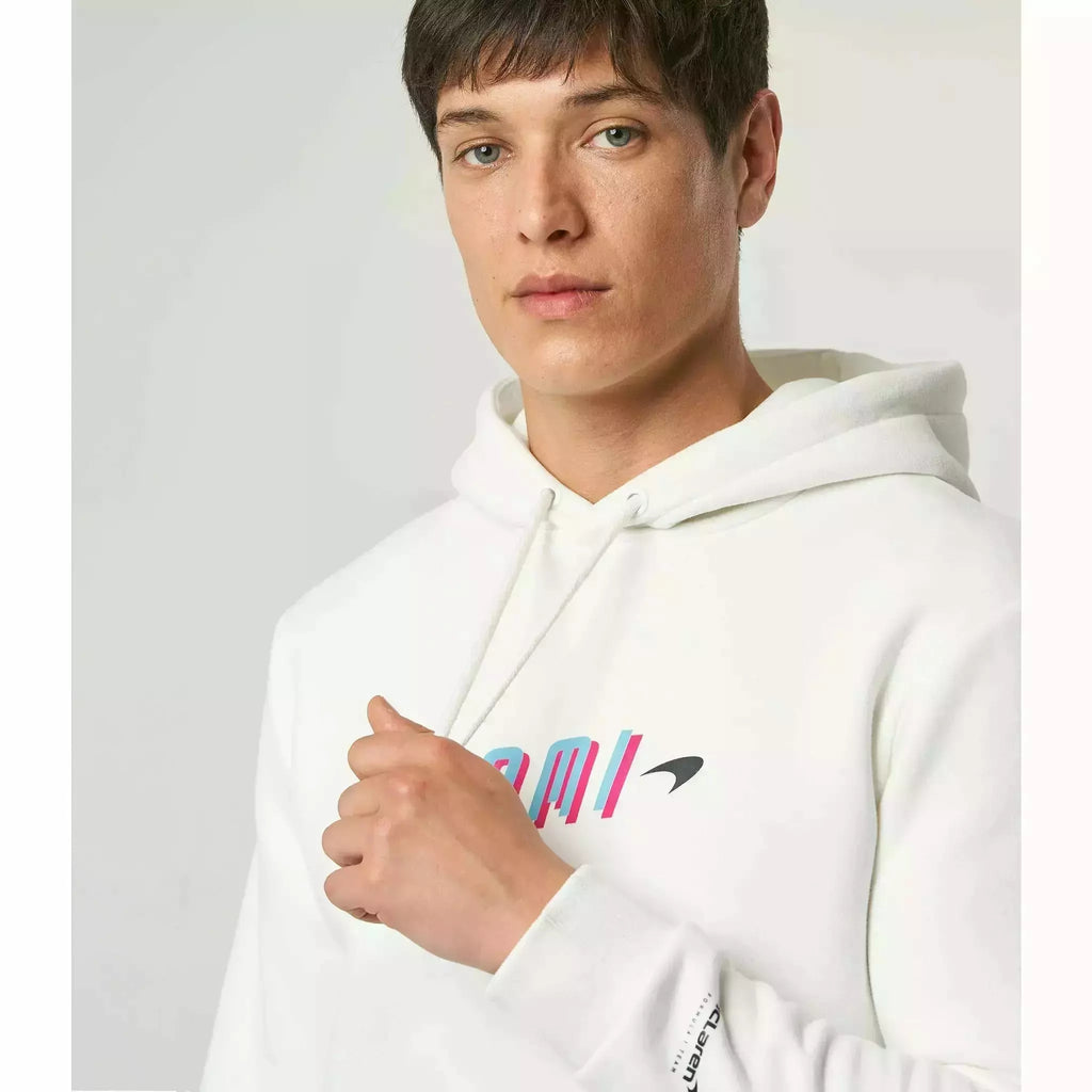 McLaren F1 Men's Miami Neon Graphic Hoodie -Black/White/Vice Blue/Beetroot Purple Hoodies Light Gray