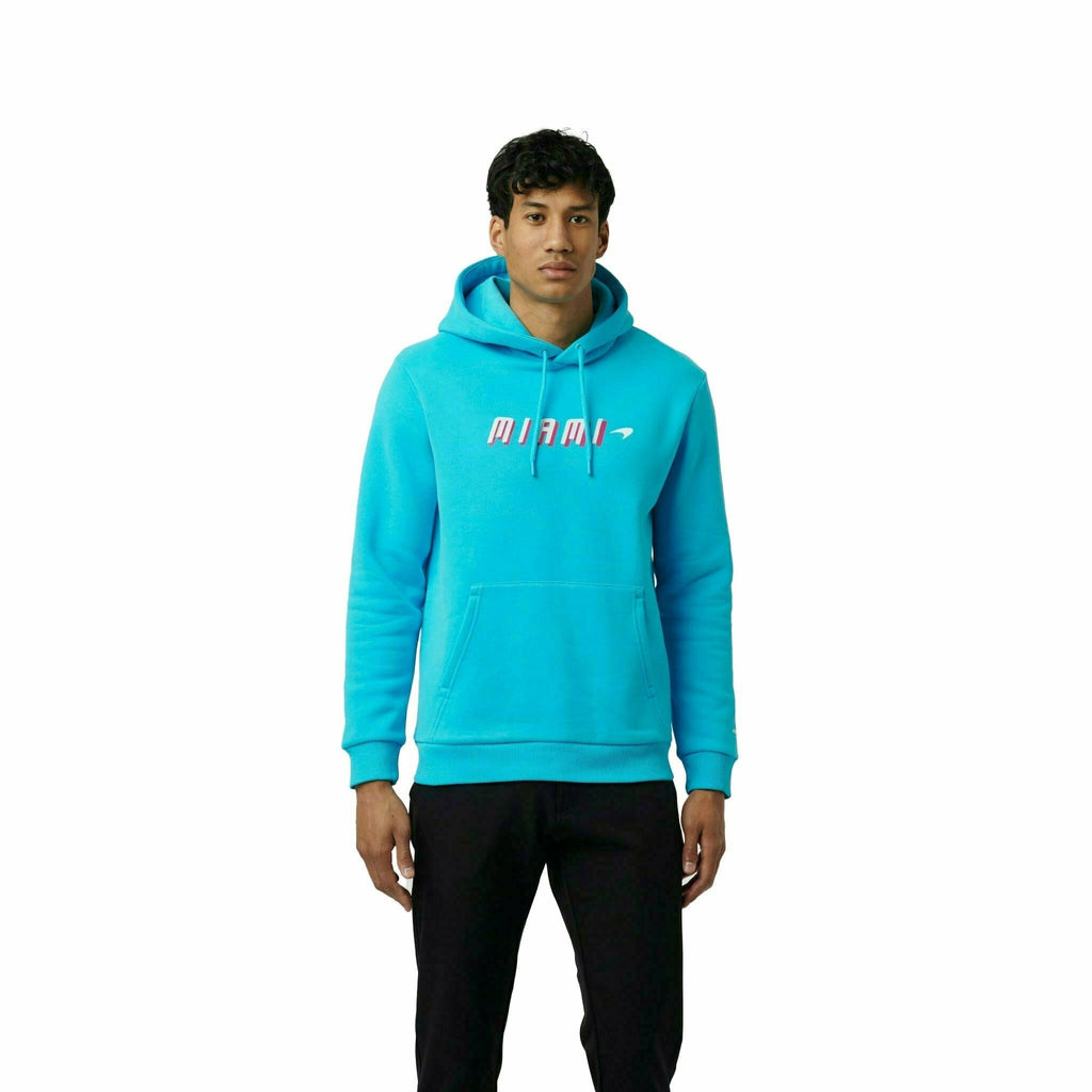 McLaren F1 Men's Miami Neon Graphic Hoodie -Black/White/Vice Blue/Beetroot Purple Hoodies Dark Turquoise