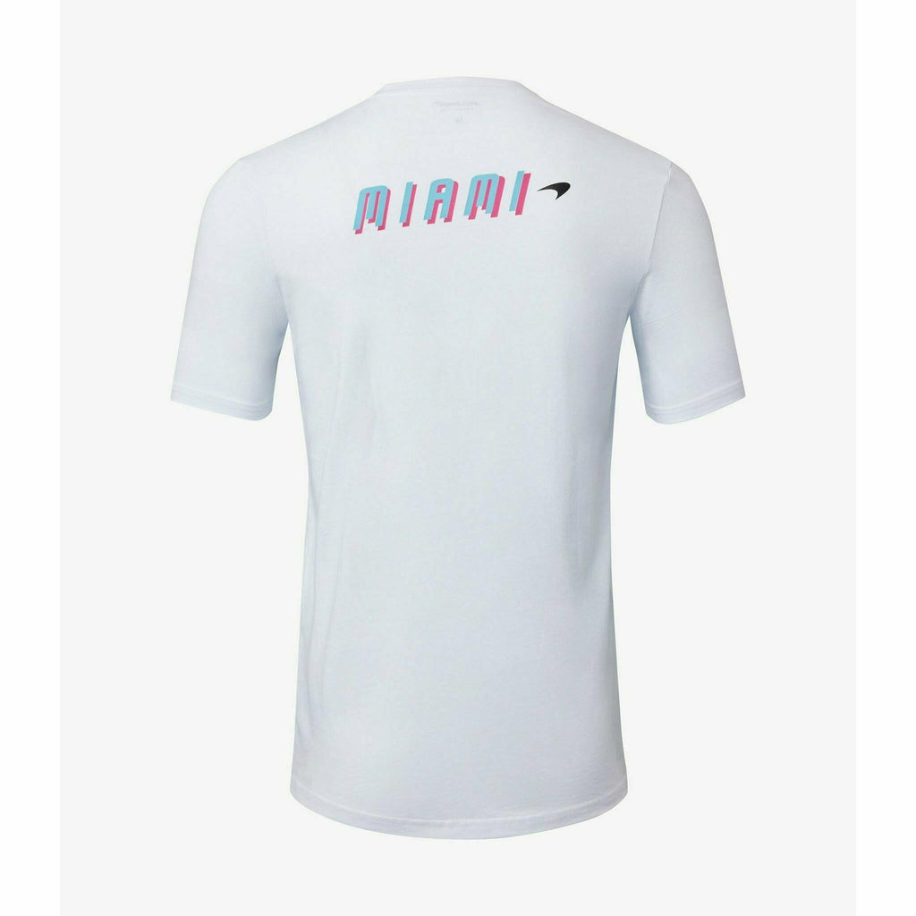 McLaren F1 Men's Miami Neon Logo T-Shirt-Black/White/Vice Blue/Beetroot Purple T-shirts Lavender