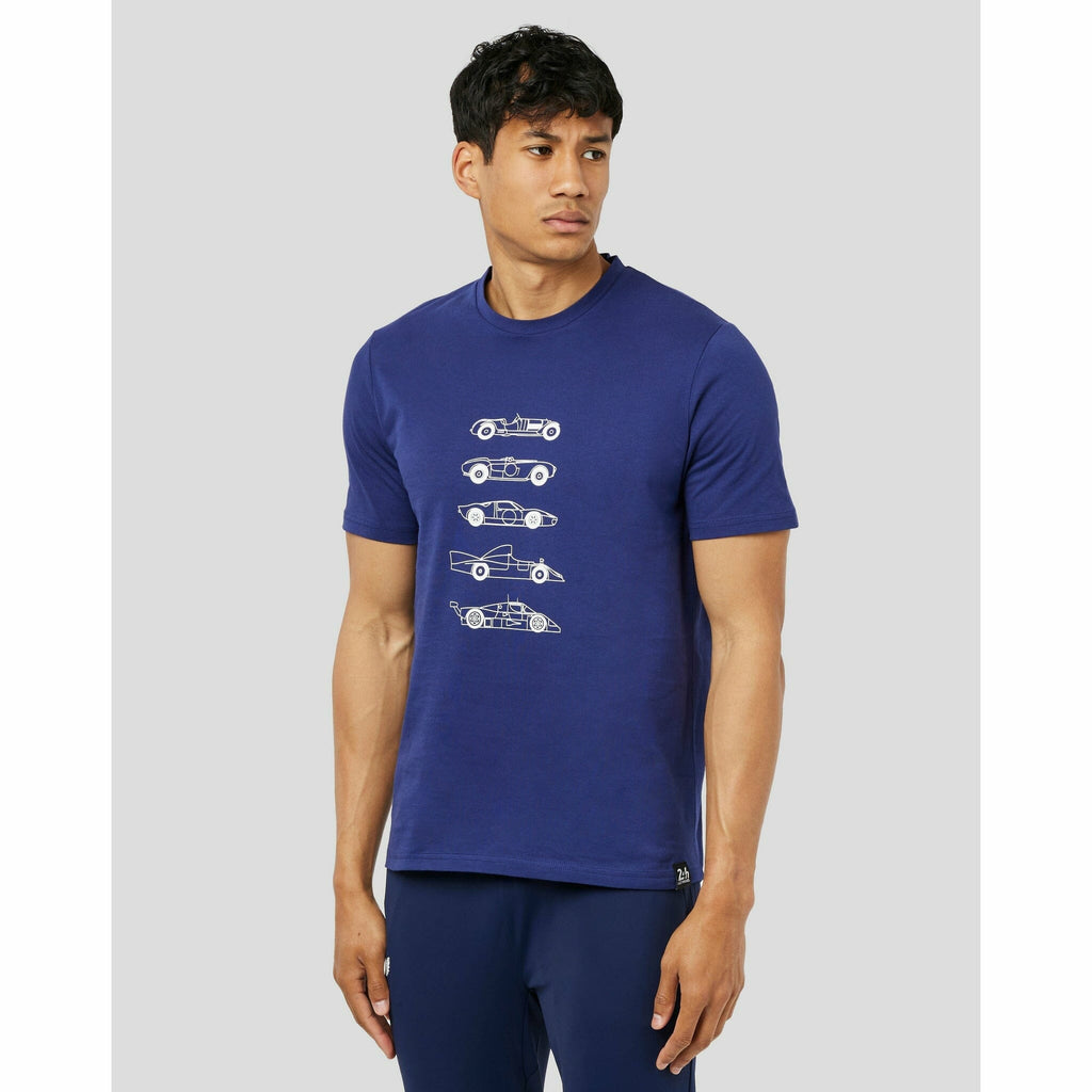 Le Mans 24 Hours Men's Vintage Car Shirt - Navy/White T-shirts Dark Slate Gray