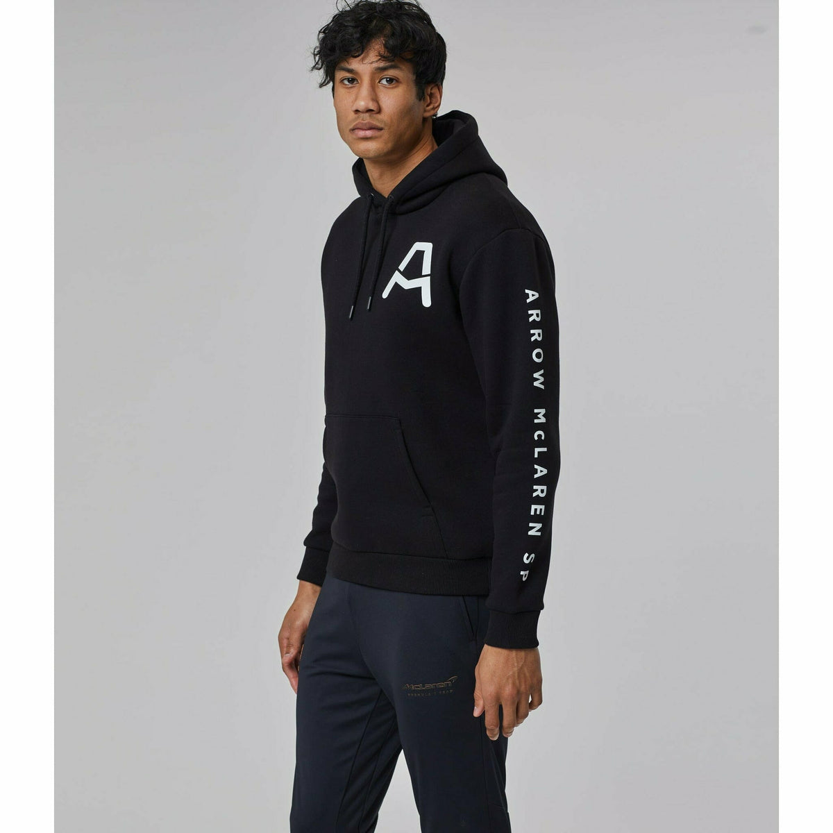 McLaren Indy Car Men's Core Logo Drivers Hoodie Left Chest-Black Hoodies Gray