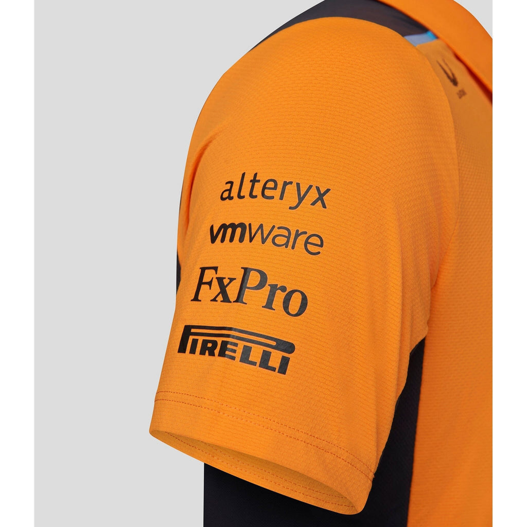 McLaren F1 Men's 2023 Team Replica Polo Shirt - Papaya Polos Chocolate