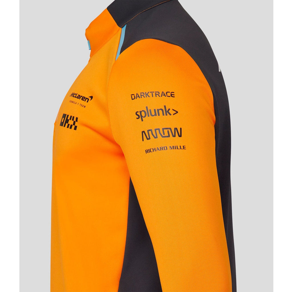 McLaren F1 Men's 2023 Team Quarter Zip Midlayer Jacket- Papaya Jackets Dark Orange