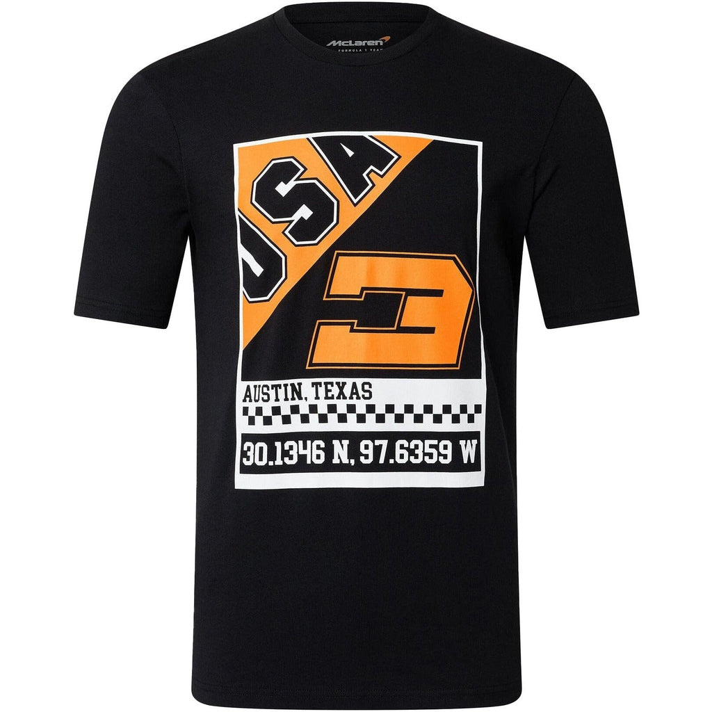 McLaren F1 Men's Daniel Ricciardo USA Austin GP Graphic T-Shirt T-shirts Black