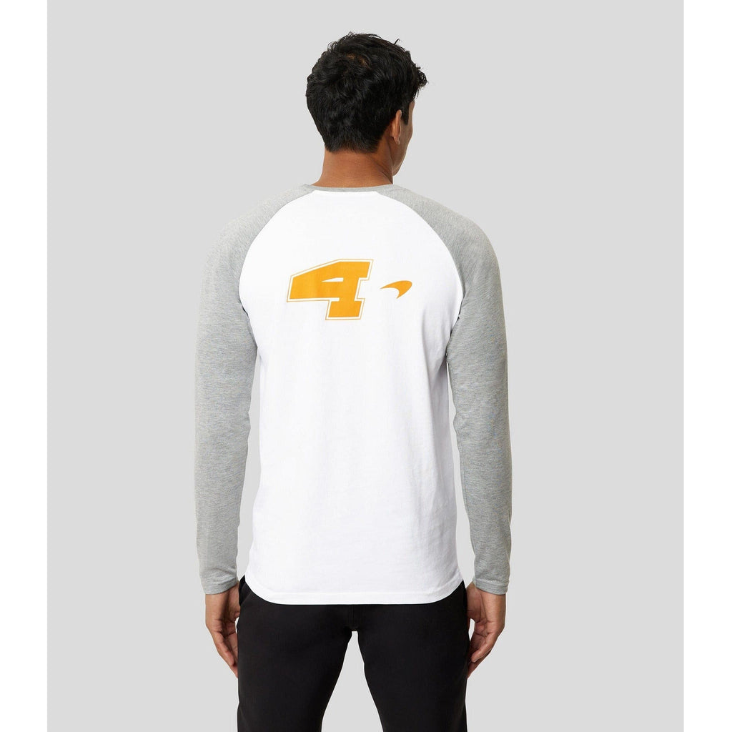 McLaren F1 Men's Lando Norris USA Austin GP Long Sleeve Raglan T-Shirt T-shirts Light Gray