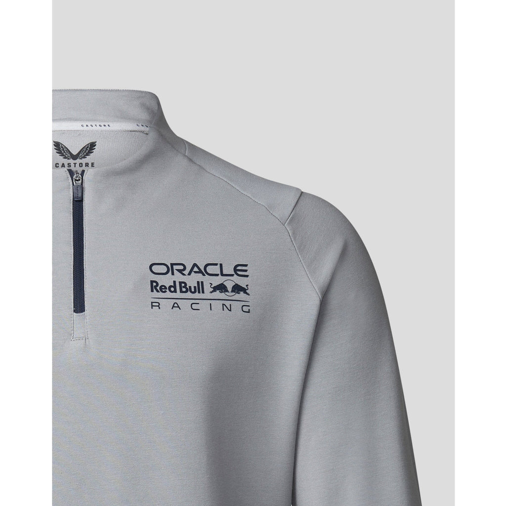 Red Bull Racing F1 Men's Lifestyle Quarter Zip Midlayer - Grey/Night Sky Sweatshirt Gray