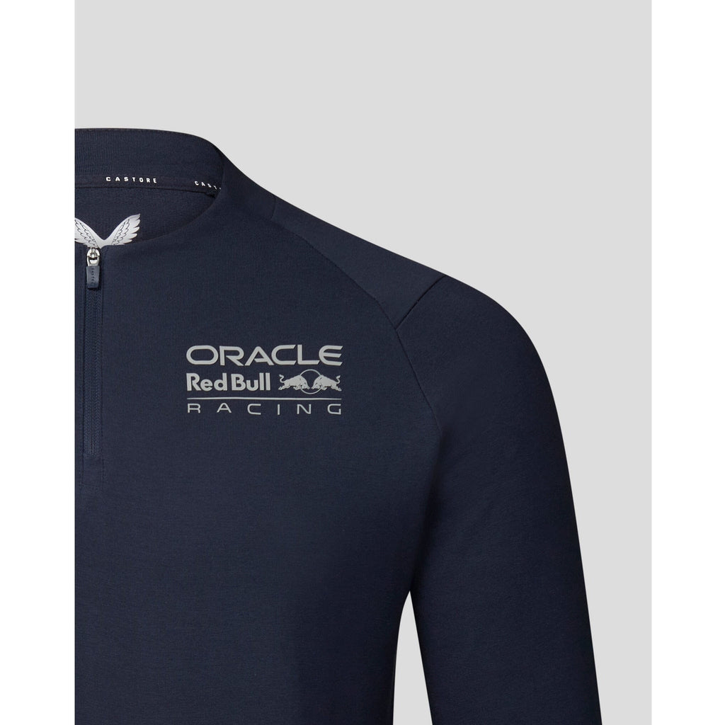 Red Bull Racing F1 Men's Lifestyle Quarter Zip Midlayer - Grey/Night Sky Sweatshirt Dark Slate Gray