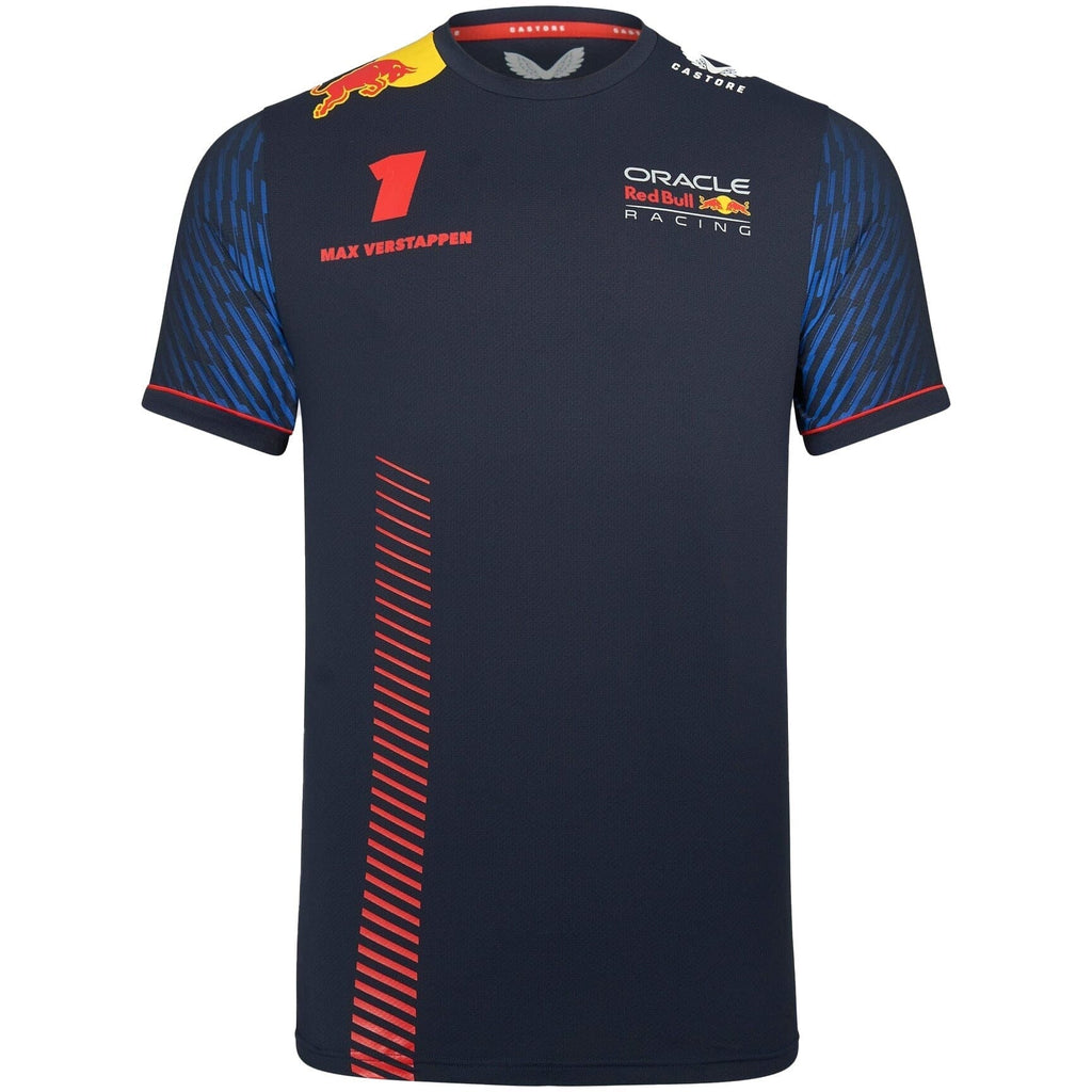 Red Bull Racing F1 Men's 2023 Max Verstappen Team T-Shirt- Navy T-shirts Dark Slate Gray