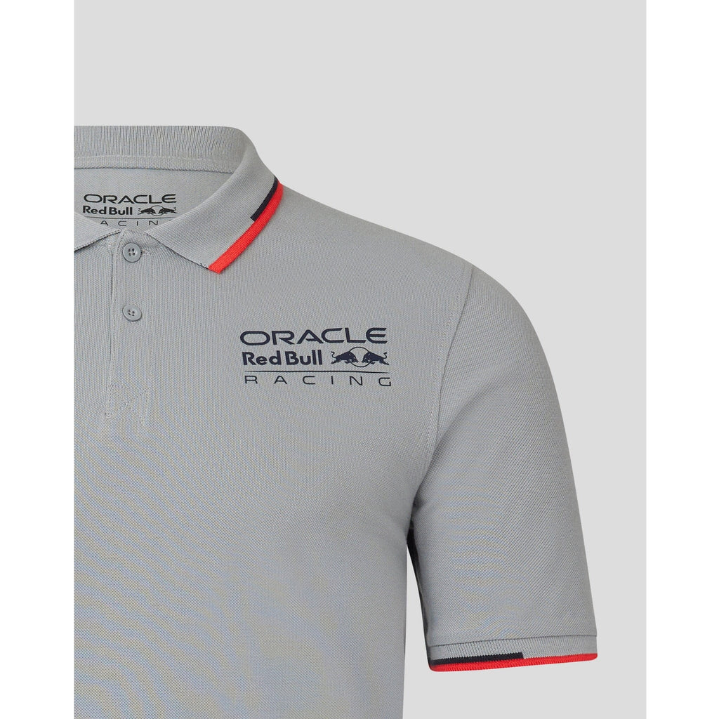 Red Bull Racing F1 Core Logo Polo - Flame Scarlet/Grey/Night Sky/White Polos Gray