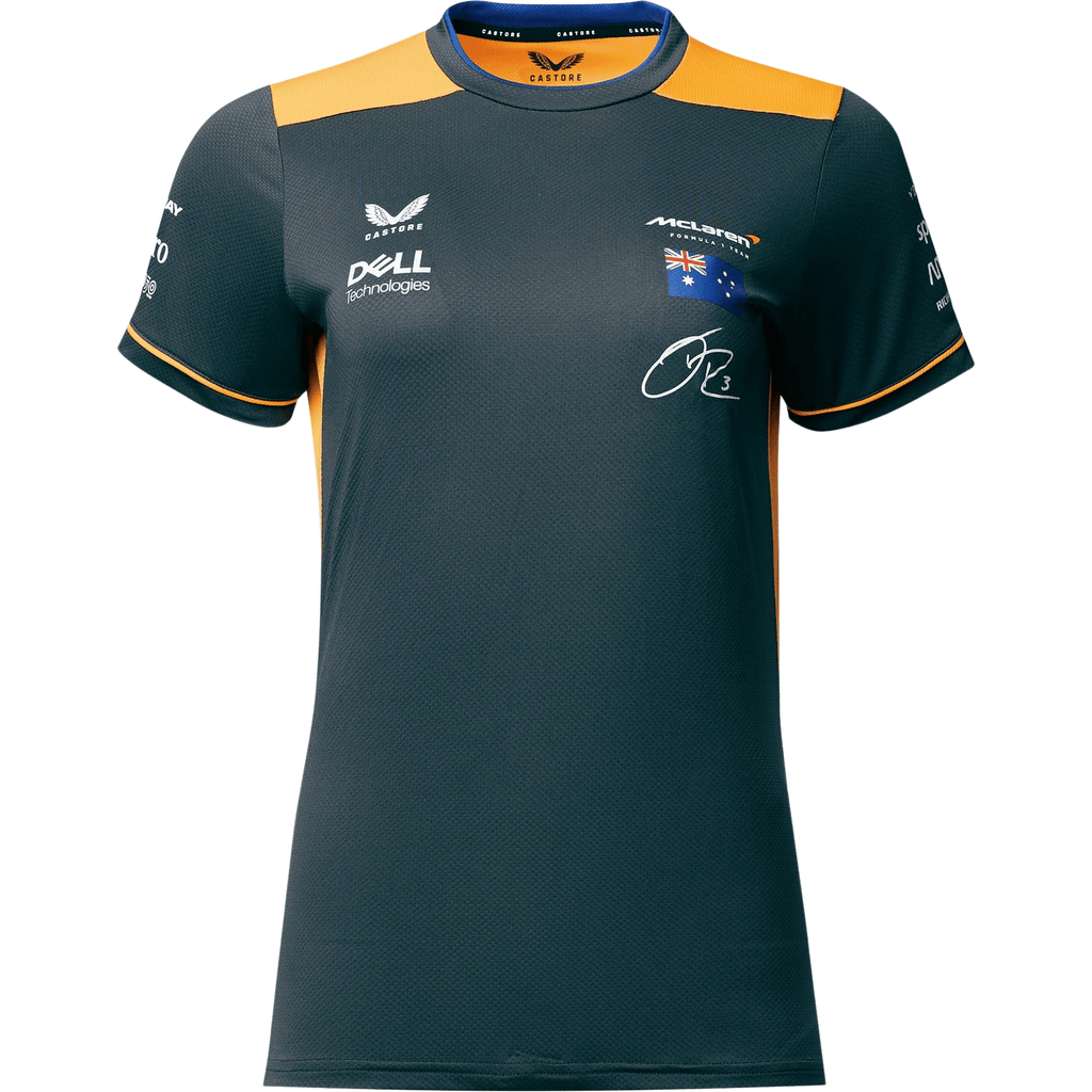 McLaren F1 Women's 2022 Daniel Ricciardo Team Replica Set Up T-Shirt- Papaya/Phantom T-shirts Dark Slate Gray