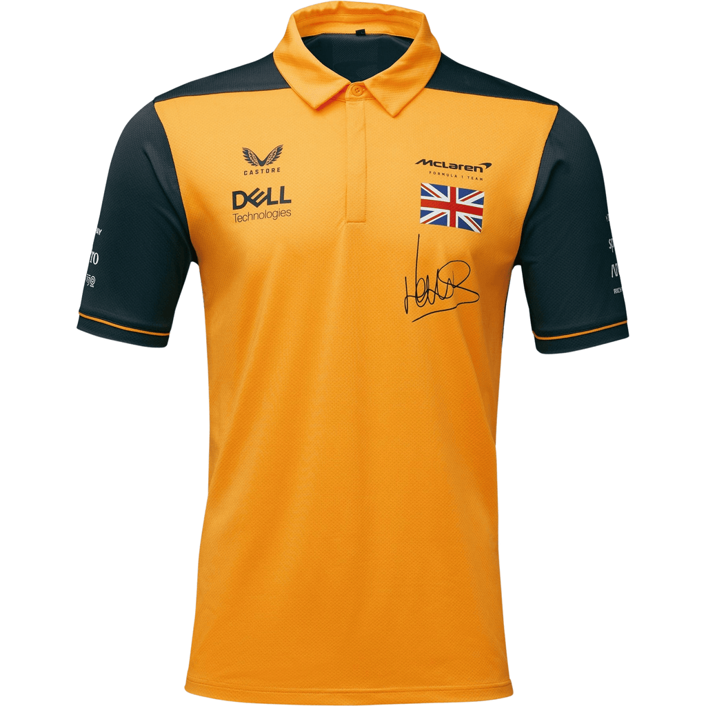 McLaren F1 Kids 2022 Lando Norris Drivers Polo Shirt- Youth Papaya/Phantom Polos Goldenrod