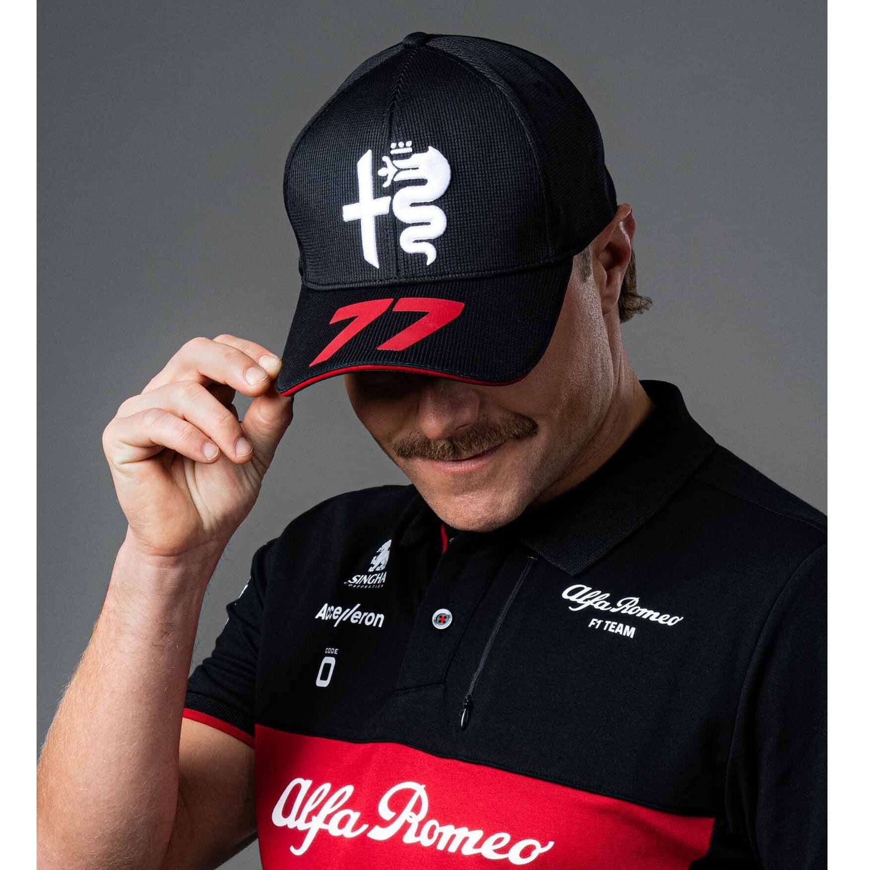 Alfa Romeo Racing F1 2023 Valtteri Bottas #77 Team Hat - Black Hats Dark Slate Gray