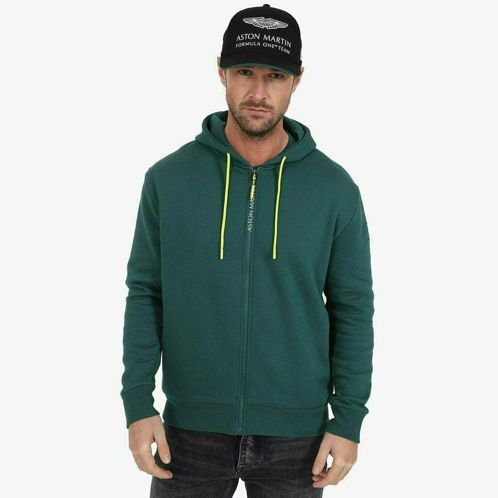 Aston Martin F1 Men's Essential Zip-Up Hoody -Green Hoodies White Smoke