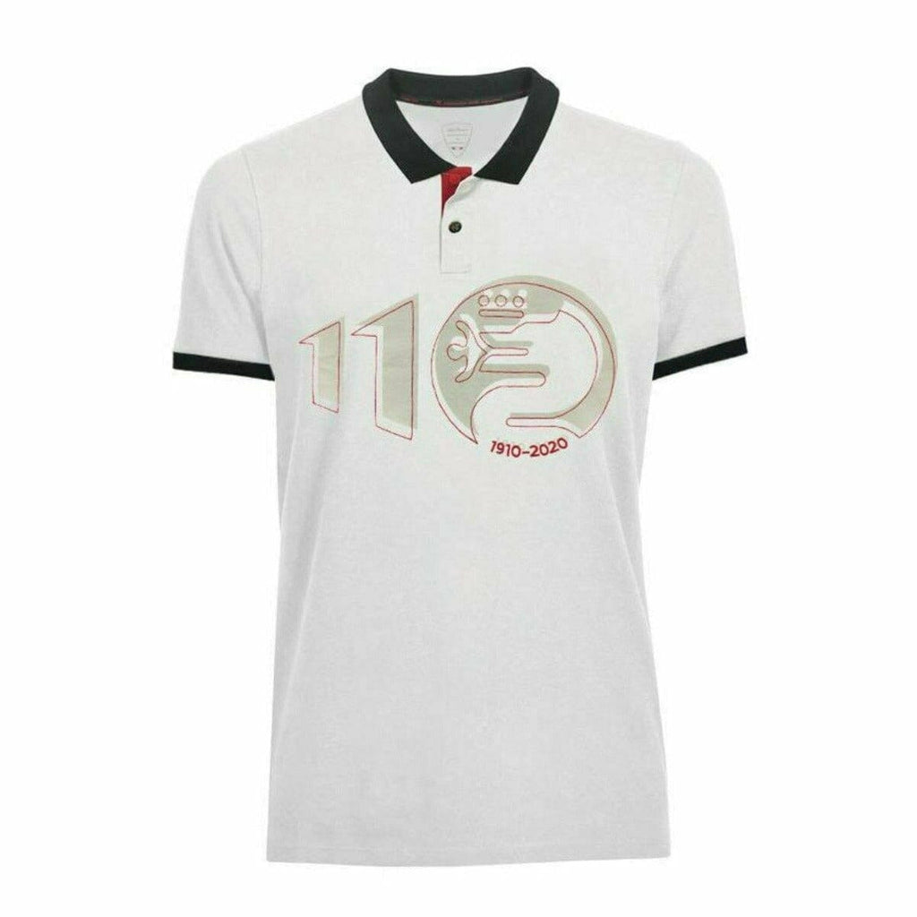 Alfa Romeo Racing F1 Men's 110th Anniversary Polo Shirt  - White Polos Light Gray