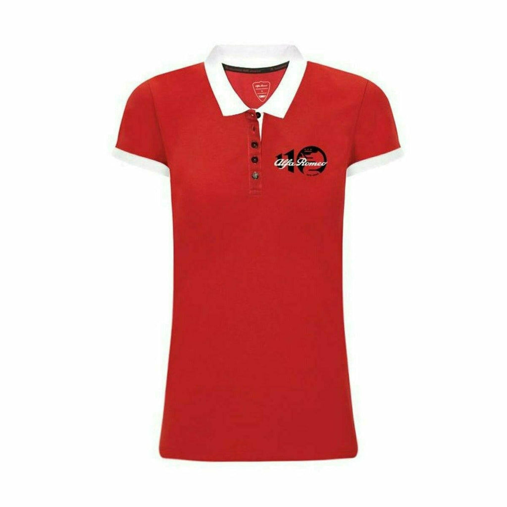 Alfa Romeo Racing F1 Women's 110th Anniversary Classy Polo Shirt  - Red Polos Firebrick