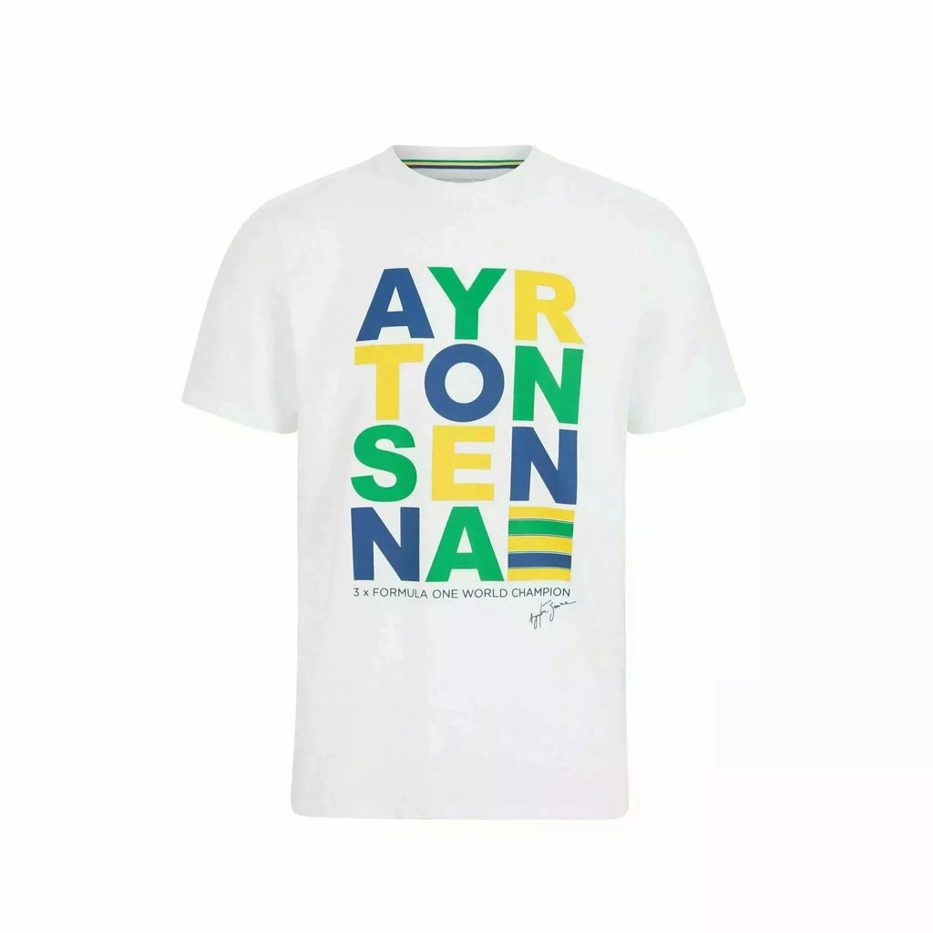 Ayrton Senna Men's Fanwear Graphic T-Shirt- White T-shirts Lavender