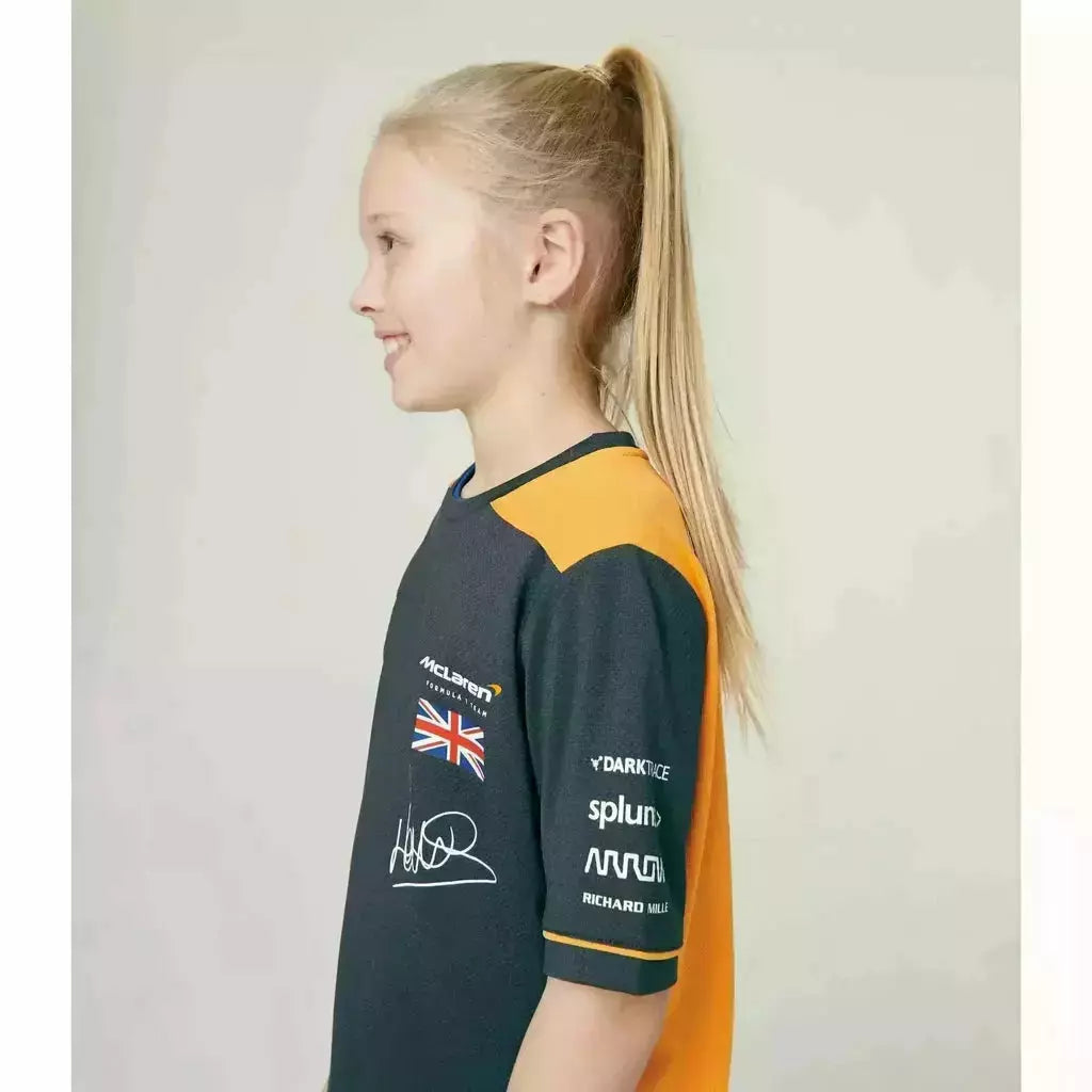 McLaren F1 Kids 2022 Lando Norris Replica Set Up T-Shirt- Youth Papaya/Phantom T-shirts Light Gray