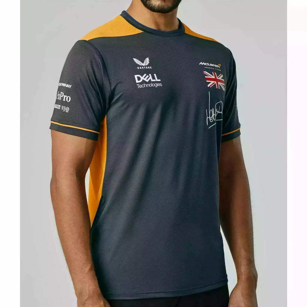 McLaren F1 Men's 2022 Lando Norris Team Replica Set Up T-Shirt - Papaya/Phantom T-shirts Light Gray
