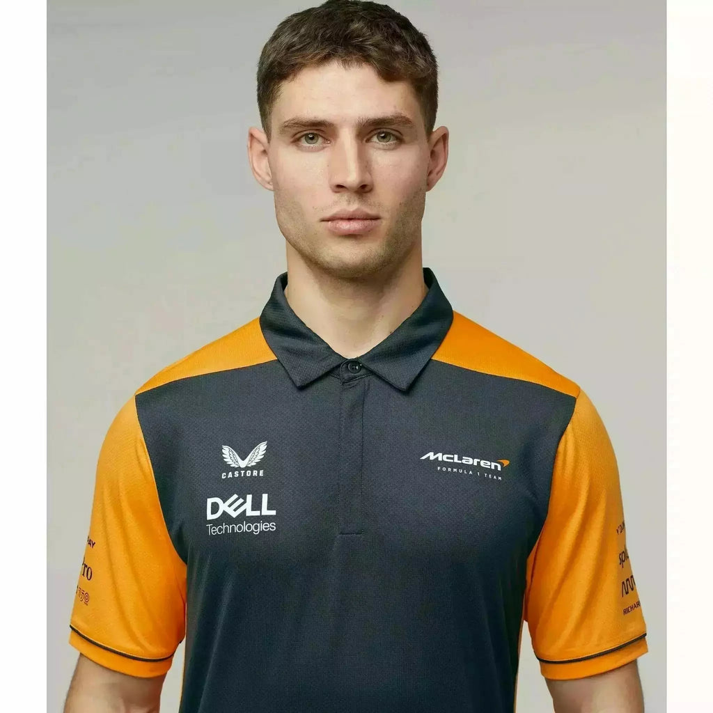McLaren F1 Men's 2022 Team Polo Shirt - Papaya/Phantom Polos Gray