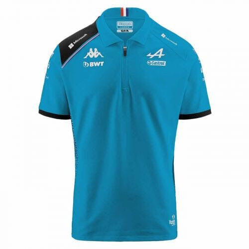 Alpine Racing F1 2023 Men's Team Polo Shirt - Black/White/Blue Polos Alpine S Blue 