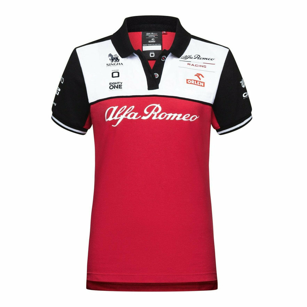 Alfa Romeo Racing F1 2021 Women's Team Polo Shirt - Red Polos Firebrick