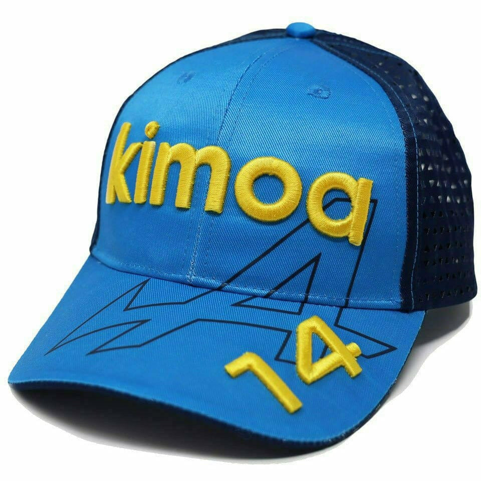Alpine Racing F1 2021 Kimoa Team Fernando Alonso Spain GP Hat - Blue Hats Steel Blue